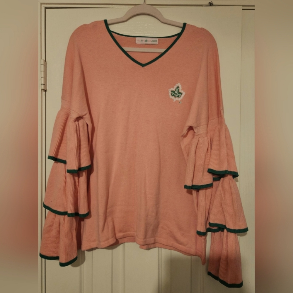Alpha Kappa Alpha (AKA) Three Tiered Ruffle Sleeved Sweater